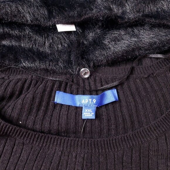 Apt. 9 Size XXL Asymmetrical Sweater Removable Plush Infinity Scarf Black Women - Picture 6 of 9